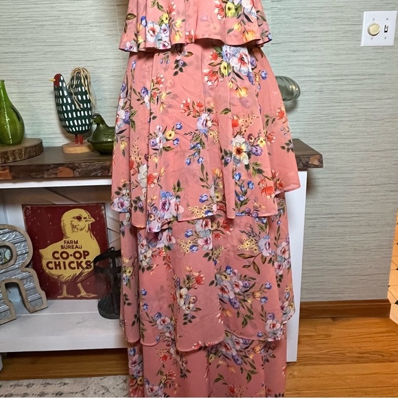 House Of Harlow X Revolve Nel Maxi Dress Sundress Size Small Tiered Flowy Pink - Picture 7 of 9